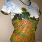 POPPIES Claude Monet Fine Art Print Cap Sleeve PN T shirt Misses Size XL