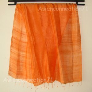 Thai Silk Fabric Scarf Shawl Large FIERY ORANGE Shawl Direct from Thailand