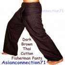 Thai Cotton Drill FREESIZE Fisherman Yoga Pants BROWN Stripe