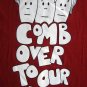 COMB OVER TO OUR PLACE Fun New Punk T-shirt Slim L RED