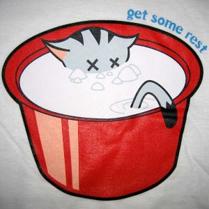 GET SOME REST Sleepy Kitty CISSE T-shirt Asian M Medium White