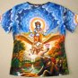 VISHNU GARUDA Gajendra Hindu Art Print T Shirt Misses L Large Short Sleeve