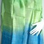 Thai Silk Fabric Scarf Shawl Large Greens and Blues NEW