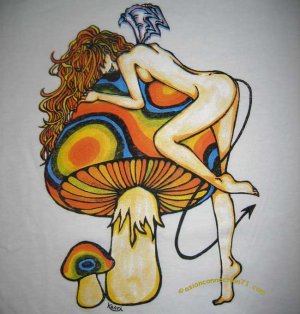 PSYCHEDELIC MUSHROOM NYMPH Roots REGGAE T-shirt S White