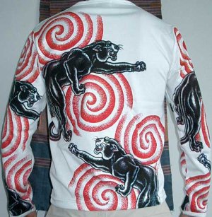 PANTHER IREZUMI Long Sleeve Japan Yakuza Biker Tattoo T Shirt M Medium
