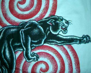 Japanese PANTHER IREZUMI Short Sleeve Japan Tattoo T Shirt Unisex L Large