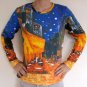 Van Gogh CAFE TERRACE At NIGHT LONG SLEEVE Art Print T Shirt Misses M Medium