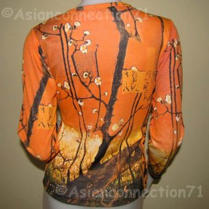 PLUM TREES Van Gogh JAPONISME Long Sleeve Art T Shirt Misses L