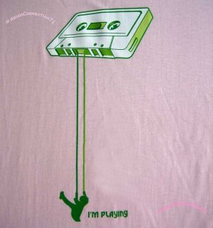 I'M PLAYING Cisse DJ Disco Tape Swing T-Shirt Asian XL Pink BNWT