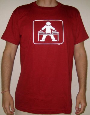 GLOW IN THE DARK DJ Turntable Party T-Shirt L Red
