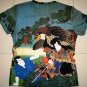 Hayabusa Samurai Japan Hand Print Ukiyoe Art T Shirt Misses M