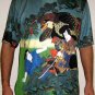 Hayabusa Samurai Japan Hand Print Ukiyoe Art T Shirt Misses M