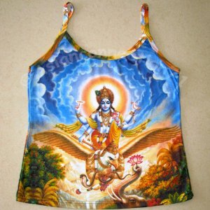 VISHNU GARUDA GAJENDRA Hindu Fine Art Print Shirt TANK TOP Misses Size XL