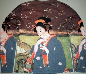 GEISHA with TEA LONG SLEEVE Japan Ukiyoe Art Print T Shirt Misses M