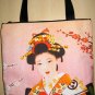Geisha with Sensu Japan Art Print Dress L Large Misses Size 12-14