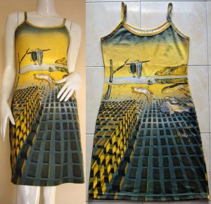 Salvador Dali DISINTEGRATION OF MEMORY Art Print Dress Misses Size L 12-14