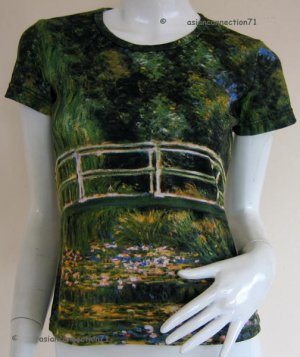 Monet WATER LILY POND Art Print T shirt Misses Size M Medium