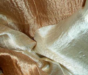 Thai Silk Fabric Scarf Shawl Dark Gold and Cream New! 2-20
