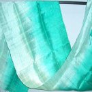 Thai Silk Fabric Scarf Shawl Half and Half Pale Mint and Green Turquoise Aqua Marine New! 2-16