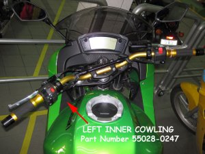 Kawasaki Ninja 650R ER6f OEM Original COWLING INNER LH Left 55028-0247 2009 2010 2011