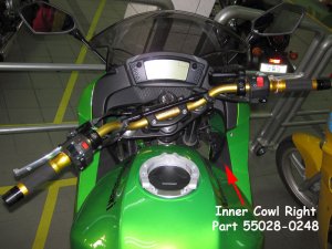 Kawasaki Ninja 650R ER6f OEM Original COWLING INNER RH RIGHT 55028-0248 2009 2010 2011