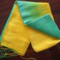 Thai Silk Fabric Scarf Shawl Half and Half Yellow and Green Reggae Colors