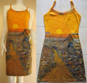 Van Gogh SEMINATORE COL SOLE Art Print Dress Misses Size L 12-14