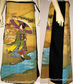 UTAMARO Ukiyoe Japan Freesize Cotton Wrap Art Print Skirt S-XL
