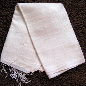 Thai Hand Craft Raw Silk Fabric Scarf Shawl Natural Cream White LARGE