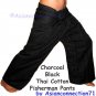Yoga Trousers Thai Fisherman Pants Cotton Drill FREESIZE DARK GREEN Stripe Beach Dance Maternity