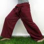Yoga Trousers Thai Fisherman Pants Cotton Drill FREESIZE DARK GREEN Stripe Beach Dance Maternity