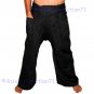 Thai CHARCOAL BLACK Cotton Drill FREESIZE Fisherman Pants Yoga Beach Dance Trousers