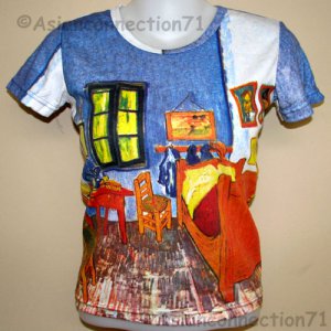 VAN GOGH ARLES BEDROOM Fine Art Print Cap Sleeve T Shirt Misses Size XL