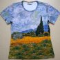 Van Gogh WHEAT FIELD with CYPRESSES Fine Art Print Shirt Singlet TANK TOP Misses L Large