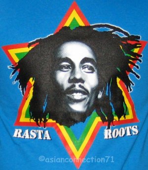 RASTA ROOTS Bob Marley REGGAE Irie Dub Rastafarian Judah T-Shirt XXL Blue NWOT