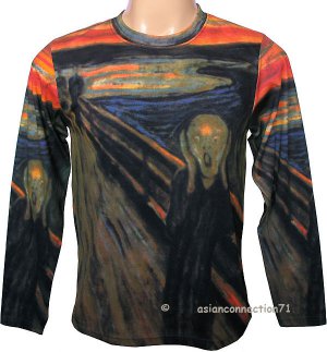THE SCREAM Edvard Munch Fine Art Print LONG SLEEVE T Shirt Men's M Medium