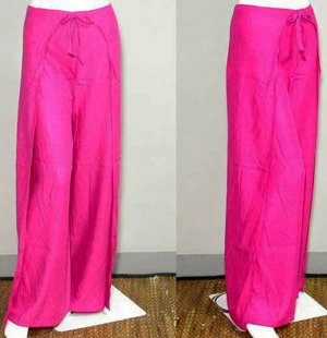 Thai FREESIZE Silky Rayon Wrap Yoga Pants MAGENTA PINK Dance Beach Party Trousers