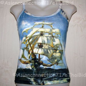 THe SHIP Salvador Dali Fine Art Print Shirt Singlet TANK TOP Misses Size XL