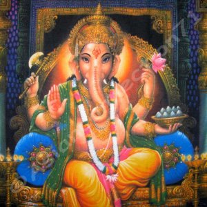 LORD GANESH Hindu God Fine Art Print LONG SLEEVE T Shirt Misses Size L Large