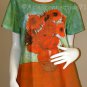 Van Gogh SUNFLOWERS Tournesols T Shirt Cap Sleeve Fine Art Print Misses XL Extra Large