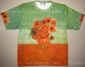 Van Gogh SUNFLOWERS Tournesols Fine Art Print T Shirt MENS Short Sleeve XL Extra Large