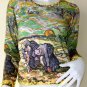 VAN GOGH Long Sleeve TWO PEASANT WOMEN IN FIELD WITH SNOW Art Print T Shirt Misses Size XL