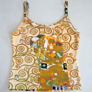 Gustav Klimt THE EMBRACE Art Print Shirt Singlet TANK TOP Misses Size L Large