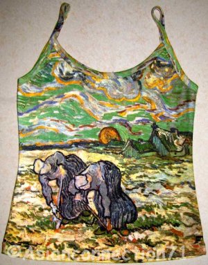 VAN GOGH Art Print Shirt Singlet TANK TOP Misses XL PEASANT WOMEN DIGGING IN FIELD WITH SNOW