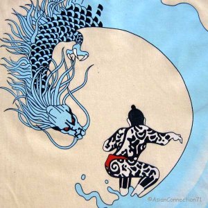 DRAGON SURF Japanese RONIN Yakuza Tokyo Japan T-Shirt L Large Cream