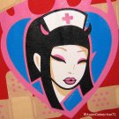 NORTH DRAGON Japan SEXY NURSE Punk Rock T-Shirt L Large Red