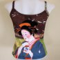 GEISHA with TEA Japanese Ukiyoe Art Print Shirt Singlet TANK TOP Misses L Large