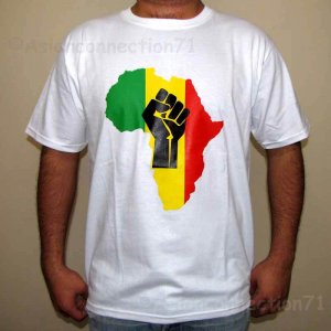 Rasta Colors AFRICA POWER Roots Reggae T-shirt M Medium White
