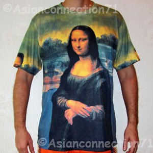 MONA LISA Leonardo Da Vinci T Shirt La Joconde Fine Art Hand Print Mens XL