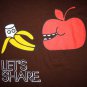 LET'S SHARE Apple Banana Retro Japanese T-shirt Slim Fit Asian M Medium Brown